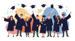 © gengki - Happy Graduates Throwing Caps Celebrating Graduation Illustration
