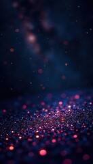 Wall Mural - Black backdrop scattered with iridescent glitter, resembling a starry night , festive, luxurious