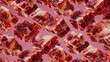 © chrissie - A fractal pattern of carcinogenic warning labels crafted from processed meat textures, forming an infinite loop.