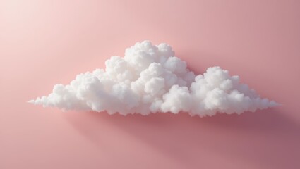 Wall Mural - Fluffy White Cloud Against a Soft Pink Background Creating a Dreamy Atmosphere