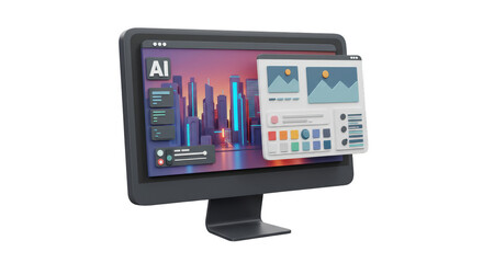 3D Render Computer Display Software Interface Application Workspace
