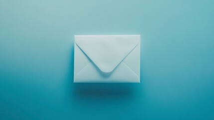 Wall Mural - a single white envelope on a light blue background.