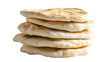 © STARLIGHT WORLD - A stack of freshly baked pita bread with golden brown spots on a transparent isolated background view