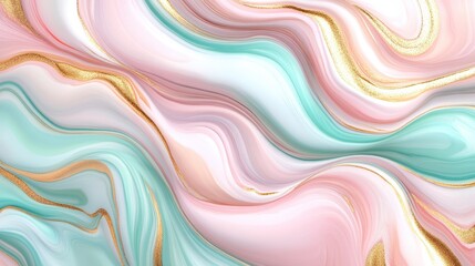 Wall Mural - abstract marble elegance: a captivating swirl of pastel colors and delicate gold veins creates an ex
