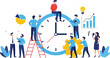 © Kashif - Team working around a clock with gears and charts in vector format