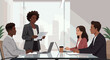 © tana.lin - Diverse business team meeting illustration for corporate training, marketing materials, and professional development