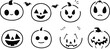 © Sharif - Hand Drawn Halloween Pumpkins and Bats in Black and White Doodle Style