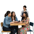 © Alexander - Transparent PNG Group Women Talking at Cafe with Waitress Serving