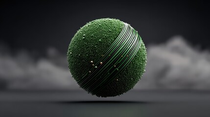 Wall Mural - abstract 3d render of a green circuit globe floating in dark tech space, global technology concept