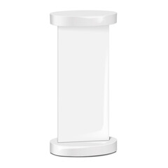 Wall Mural - White blank vertical double-sided advertising sign with heavy base. Realistic 3d vector mockup. Poster display stand. Mock-up. Floor billboard banner panel. Template for design