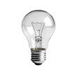 © Hamid - Close up shot of a clear light bulb with visible filament on a stark black background