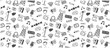 © izzul fikry (ijjul) - podcast broadcast doodle seamless pattern hand drawing icon sketch drawn
