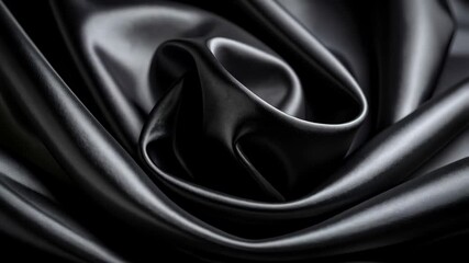 Wall Mural - elegant draped black satin fabric with flowing waves creates luxurious backdrop for design projects