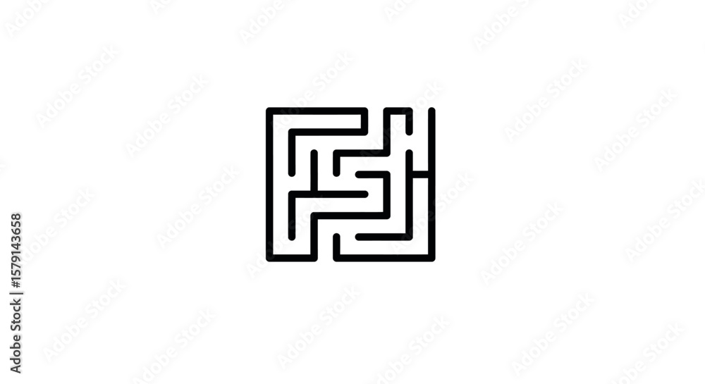 Minimalist Square Maze Puzzle Design