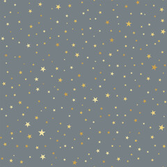 Wall Mural - seamless gold star pattern. scattered yellow stars on grey background. flat minimal style. ideal for