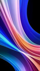 Wall Mural - abstract multi-colored light trails and waves flowing across a dark background create a sense of mov