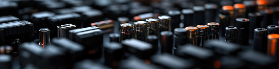 Close-up of Cylindrical Components in a Dense Array