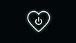 © Mr.Spy - Minimalist Glowing Neon Heart with Power Button Symbolizing Digital Love, Connection, and Modern Technology