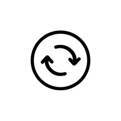 Circular icon depicting counter-rotating arrows, symbolizing refresh, reload, or update.