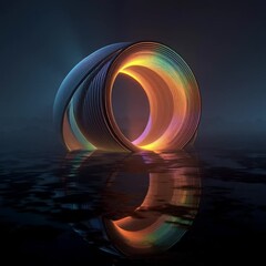 Wall Mural - living sculpture, torus breathing with sound, subtle energy field, reflective anti-space, glitch-art UI, ambient spiritual synth.