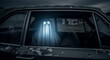 © Natalia - Ghost with glowing eyes sitting in an abandoned car surrounded by a haunting landscape
