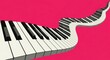 © Sohail - Surreal flowing piano keyboard on a pink background isolated PNG with Transparent Background