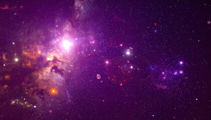 Wall Mural - a dazzling cosmic vista. purple nebulae and bright stars create an ethereal, dreamlike backdrop. evo