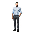 © Camila - Portrait of handsome man in casual business attire full body shot isolated on black background studio shot on transparent background