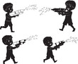 © MD - Boy Playing With Water Gun Cartoon silhouette