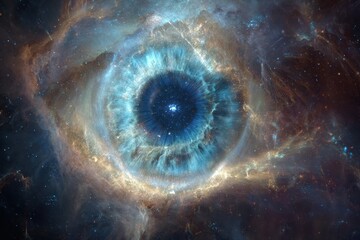 Wall Mural - Celestial Vision: Mystical Spirit of the Cosmic Eye in a Nebula-Filled Universe Background