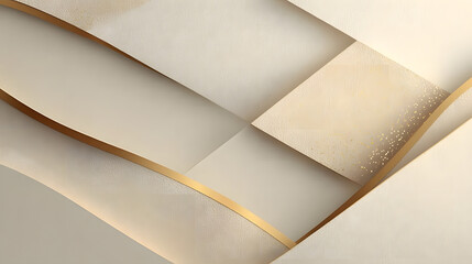 Wall Mural - abstract golden background with white and beige luxury glitter shapes. golden lines luxury on cream 