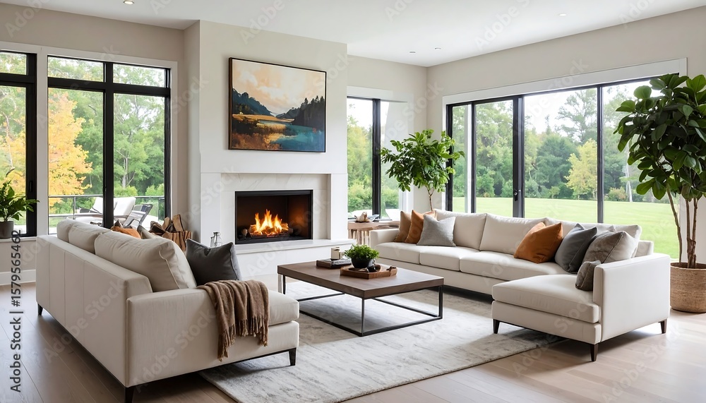 Modern, light-filled living room Stock Photo | Adobe Stock