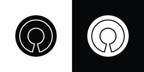 Open source icon symbol in black and white color. Silhouette Styles.