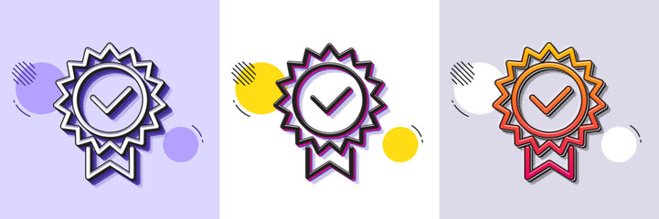 Wall Mural - certificate line icon. halftone dotted pattern. gradient icon with grain shadow. verified award sign