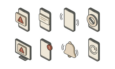 Wall Mural - smartphone alert icons: notification, banner, vibrate, message, alarm, update