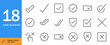 © WANG - Form validation icon set. Minimal vector line art symbols. Includes checkmark, X marks, boxes with stripes, thin line icons for UI, web, forms, and more. Editable stroke.