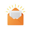 © Sharmin - Open orange envelope with letter and rays isolated on transparent background