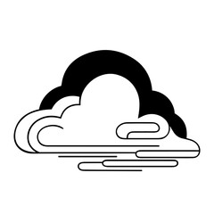 Wall Mural - Abstract black and white cloud design with stylized shapes  