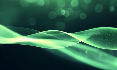 Wall Mural - abstract digital background with a green gradient and a wave of dots in a dark blue color.