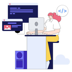woman at a computer making a website