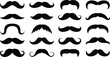 © Simple Ai - mustache icon set with various retro styles in a black silhouette. collection of gentleman facial hair shapes. isolated vector illustration for classic and hipster design.