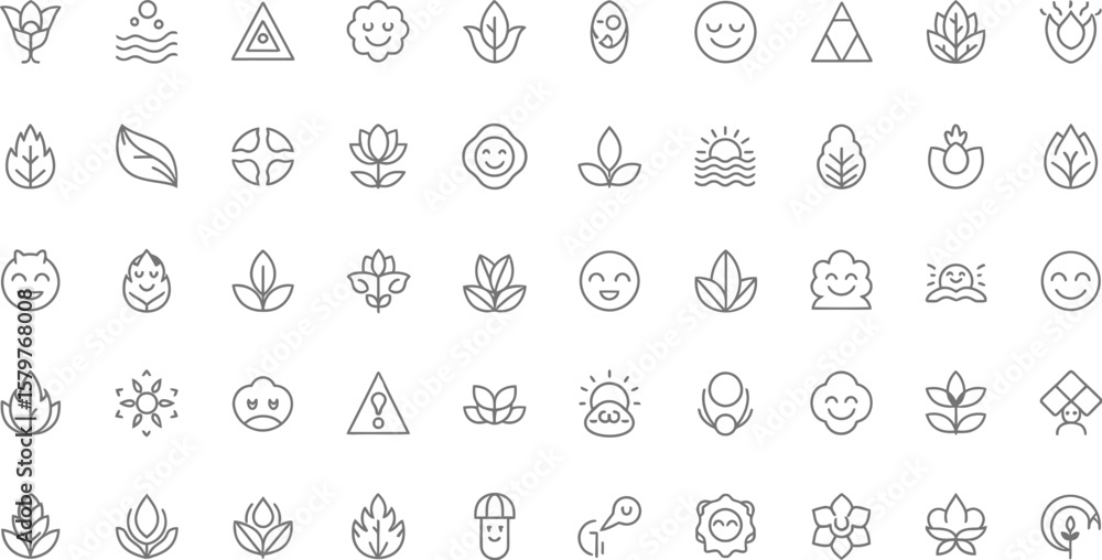 A collection of nature inspired leaf and plant icons