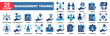© captain_kid - Management Trainee icon collection set.Adaptability,Collaboration,Strategy,Planning,Presentation,Decision Making,Time Management.Simple vector illustration.