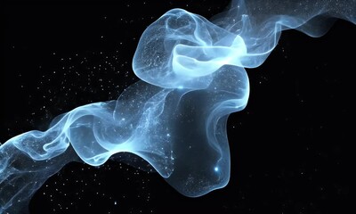 Wall Mural - abstract blue digital background with glowing dots and waves on a black background.