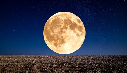 full moon over plowed field