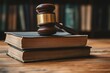 © Vins Pics - Gavel Resting on Thick Legal Books in Courtroom or Office Setting