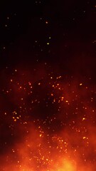 Canvas Print - realistic fire flames background with flying sparks vertical background.