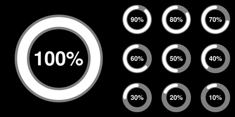 icon 100% black and white percent vector icon set