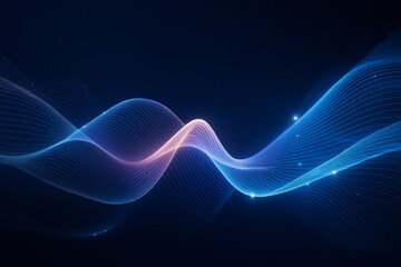Wall Mural - abstract glowing wave light graphic with flowing blue and pink lines on dark background, symbolizing