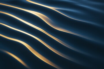 Wall Mural - abstract golden light waves flowing over smooth dark surface in elegant pattern as modern background